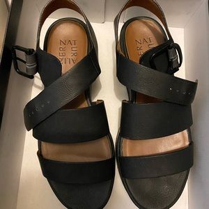 All black platform sandals
